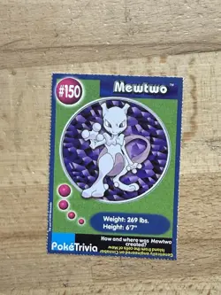 #150 Burger King Exclusive Mewtwo Strikes Back Trivia 1999 Pokemon Perforated - Image 1