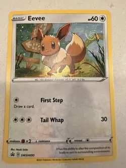2021 Pokemon Eevee SWSH095 Black Star Promo Cosmos Holo Swirl NM - Image 1