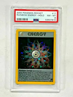 2000 Pokemon Rocket Rainbow Energy - Holo #17 PSA 8 NM - MT Beautiful Card! - Image 1