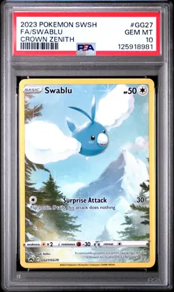 2023 POKEMON SWORD & SHIELD CROWN ZENITH #GG27 FULL ART/SWABLU PSA 10 - Image 1