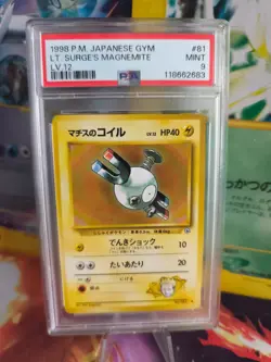 Pokemon Card Lt Surge's Magnemite Magnetilo Japanese Gym heroes 1998 PSA 9 - Image 1