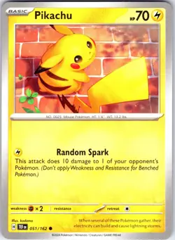 Pikachu 051/162 Common Temporal Forces Pokemon Near Mint - Image 1