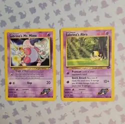 Wizards Pokemon TCG Gym Heroes English 2000 2-Card Lot Sabrina’s Abra 94/132 - Image 1