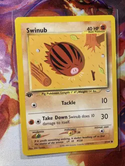 Swinub 1st Edition Non Holo Pokemon TCG Card 57/64 Neo Revelation Light Play - Image 2