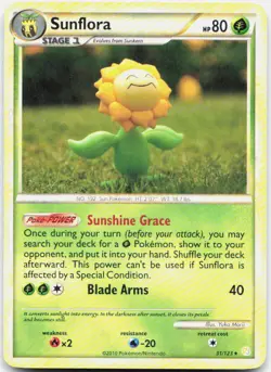 Vintage Pokemon Sunflora Rare HeartGold SoulSilver 31/123 MP Trading Card - Image 1