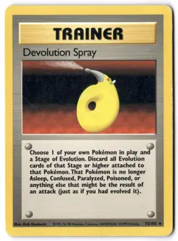 Pokemon Card - Devolution Spray 72/102 Non Holo Rare - Base Set Unlimited - DMG - Image 1