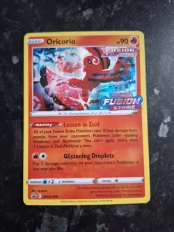Pokemon Card Oricorio SWSH168 Holo Fusion Strike Prerelease Sealed Near Mint - Image 1