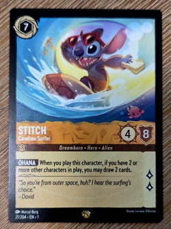 Stitch Carefree Surfer #21 Disney Lorcana The First Chapter EN Non-Foil NM - Image 2