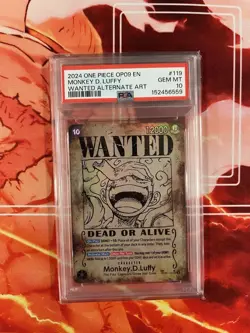 Bandai One Piece OP09 2024 EN Monkey D. Luffy Wanted Alt Art #119 PSA 10 - Image 1