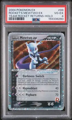 2004 POKEMON EX TEAM ROCKET RETURNS #99 ROCKET'S MEWTWO EX-HOLO PSA 4 - Image 1