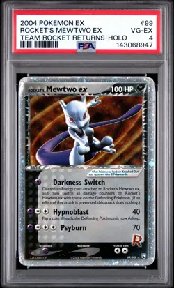 PSA 4 Rocket's Mewtwo EX Holo Foil 99/109 Team Rocket Returns 2004 Pokemon VG EX - Image 1
