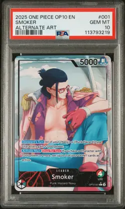 2025 One Piece Op10-Royal Blood #001 Smoker Alternate Art PSA 10 - Image 1