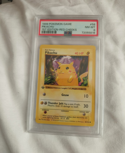 1999 Pokemon Base Set Shadowless 1st Ed Pikachu Red Cheeks 58/102 PSA 8 EN OFFER - Image 1