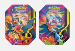 Mega Charizard X and Y Tins Sealed 2026 Set of 2 Pokemon TCG Phantasmal Flames - Image 1