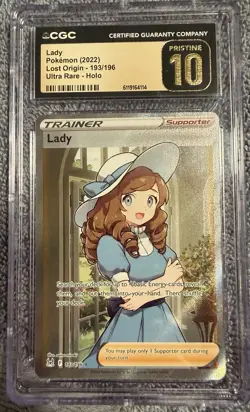 Pokemon TCG Lady 193/196 Lost Origin Ultra Rare Full Art Holo CGC 10 ENG - Image 1