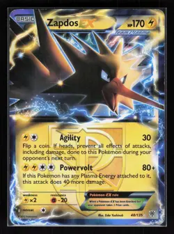 Zapdos EX (Team Plasma) Holo Ultra Rare Pokemon Plasma Storm 48/135 HP - Image 1