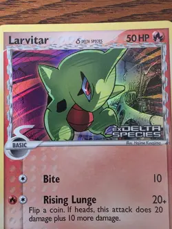 Larvitar Reverse Holo STAMP - 2005 Pokemon TCG Card EX Delta Species 73/113 - LP - Image 2