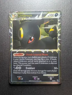 2010 Pokemon UMBREON PRIME Undaunted HOLO Ultra Rare HGSS Series Card 86/90 LP - Image 1