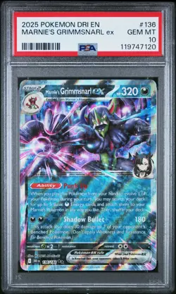 2025 POKEMON DRI EN-DESTINED RIVALS #136 MARNIE'S GRIMMSNARL EX PSA 10 - Image 1