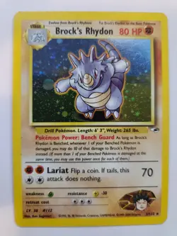 Brock's Rhydon Holo Base Pokemon Card WOTC NM - Image 1