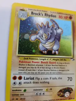 Brock's Rhydon Holo Base Pokemon Card WOTC NM - Image 2