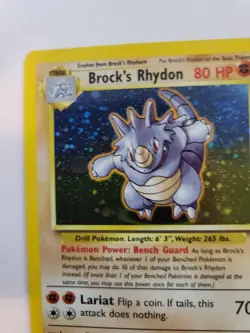 Brock's Rhydon Holo Base Pokemon Card WOTC NM - Image 3