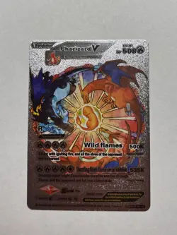 CHARIZARD V Silver Foil Fan Art Display Card, HP 508 NM - Image 1