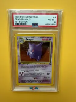 Wizards of the Coast 1999 Pokemon Fossil Gengar 5/62 1st Ed Holo PSA 8 - Image 1