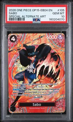 2026 One Piece OP15-EB04 EN Kami’s Island - Sabo P-105 PSA 10 - Image 1