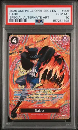 2026 One Piece Op15-Eb04 Adventure On Kami's Island Sabo Special SP #105 PSA 10 - Image 1