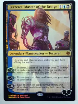 War of the Spark TEZZERET MASTER OF THE BRIDGE *Foil* Buy a Box Promo NM MTG - Image 1