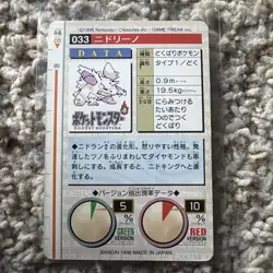 Pokemon Bandai Pocket Monsters 1997 Nidorino Pokemon Carddass No.33 NM - Image 2