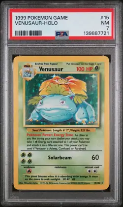 Venusaur 15/102 Pokemon 1999 Base Set Holo PSA 7 Near Mint NM #15 - Image 1