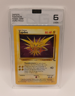 Pokemon TCG Zapdos Fossil 1999 15/62 Holo Rare English PCG Grade 6 WOTC - Image 1
