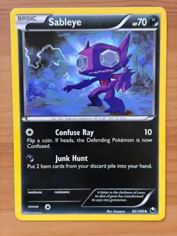 Sableye 62/108 Regular Uncommon LP - Dark Explorers 2012 - Pokemon TCG - Image 1