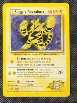 Played (LP) Lt. Surge's Electabuzz Non-Holo #27 Gym Heroes Pokemon TCG - Image 1