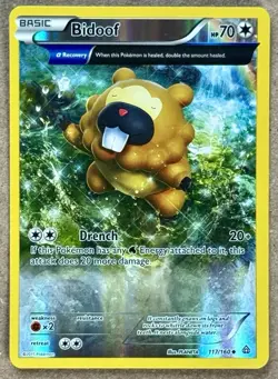 2015 POKEMON TCG PRIMAL CLASH BIDOOF RARE HOLO 117/160 NM+ - Image 1