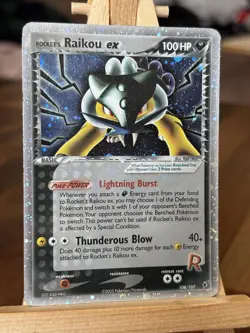 Pokemon TCG Rocket's Raikou EX 108/107 Holo Secret Rare Card HP - Image 3