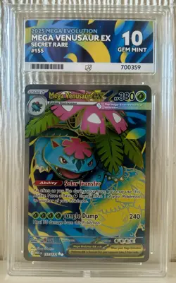Pokemon TCG Mega Venusaur Ex 155/132 Mega Evolutions Ace 10 Perfect Subgrades - Image 1