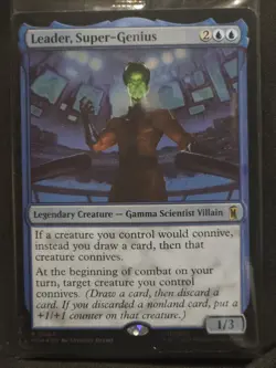 MTG MARVEL SUPER HEROES LEADER SUPER-GENIUS PRERELEASE FOIL PROMO SEALED - Image 1