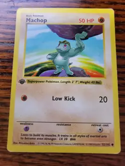 Machop 1st Edition Shadowless 1999 Pokemon Card Base Set 52/102 MP! - Image 1