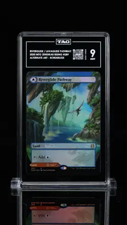 TAG 9 Riverglide Pathway (Borderless) Zendikar Rising Foil MTG 2020 - Image 1