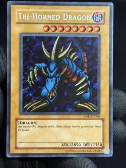 Tri-Horned Dragon Legend of Blue Eyes White Dragon LOB-EN000 Yugioh TCG 2002 - Image 1