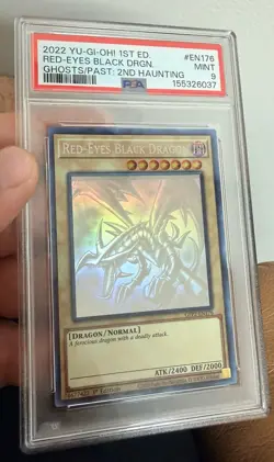 YUGIOH RED-EYES BLACK DRAGON GFP2-EN176 GHOST 1ST EDITION 2022 PSA 9 MINT - Image 1
