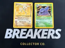 1999 Fossil Vintage Pokemon 2 Card Lot: Holo Muk 13/62 & Holo Hitmonlee 7/62 - Image 1