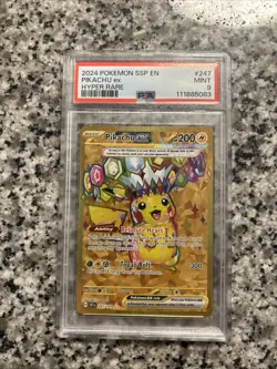 Pokemon TCG Pikachu EX Gold Full Art Hyper Rare Card 247/191 Surging Sparks - Image 1
