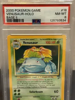 Pokemon TCG Venusaur Holo Rare Card 18/130 Base Set 2 PSA 8 - Image 2