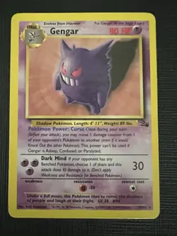 Pokemon Gengar Fossil Non-Holo Card 20/62 Unlimited TCG - Image 3