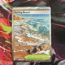 Surfing Beach 114/086 Chaos Rising Pokemon TCG Trainer Stadium Full Art Holo - Image 1