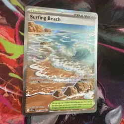 Surfing Beach 114/086 Chaos Rising Pokemon TCG Trainer Stadium Full Art Holo - Image 2